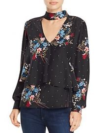 Parker Hamlet Choker-Neck Floral-Print Silk Top at Bloomingdales